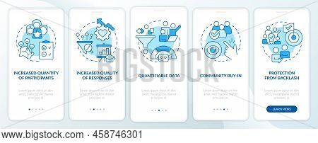 Advantages Of Digital Engagement Blue Onboarding Mobile App Screen. Walkthrough 5 Steps Editable Gra