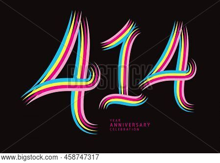 414 Number Design Vector, Graphic T Shirt, 414 Years Anniversary Celebration Logotype Colorful Line,