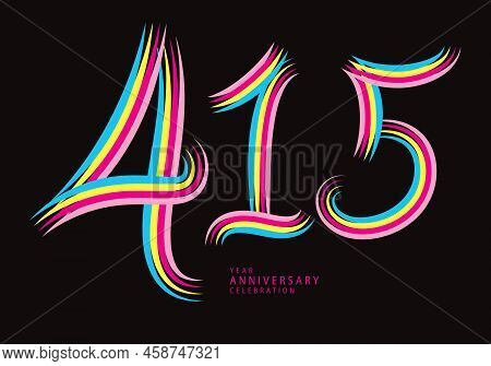 415 Number Design Vector, Graphic T Shirt, 415 Years Anniversary Celebration Logotype Colorful Line,