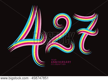 427 Number Design Vector, Graphic T Shirt, 427 Years Anniversary Celebration Logotype Colorful Line,