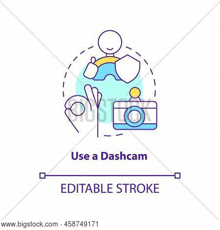 Use Dashcam Concept Icon. Video Recorder. Driving Safety For Commercial Drivers Abstract Idea Thin L