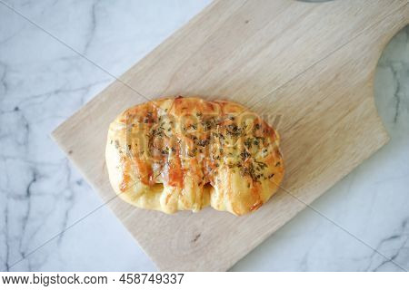 Sausage Buns Bread. Soft Baked Bun (dough) Stuffed With Sausage For Fast Food Breakfast Or Coffee Br