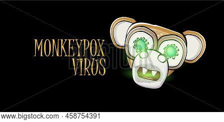 Funny Monkeypox Virus Horizontal Banner For Awareness And Alert Against Disease Spread, Symptoms Or 