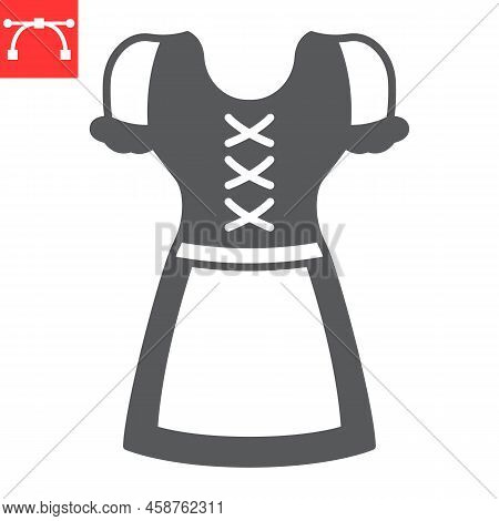 Dirndl Glyph Icon, Dress And Oktoberfest, Dirndl Vector Icon, Vector Graphics, Editable Stroke Solid