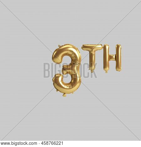 3d Illustration Of 3th Gold Balloons Isolated On Background