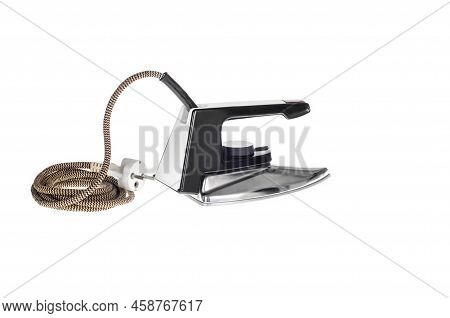 An Old, Classic Electric Iron For Ironing, Isolated On A White Background With A Clipping Path