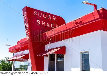 Rudyard, Montana - July 2, 2022: Hthe Sugar Shack Diner In Rudyard Montana Is A Throwback Retro Rest