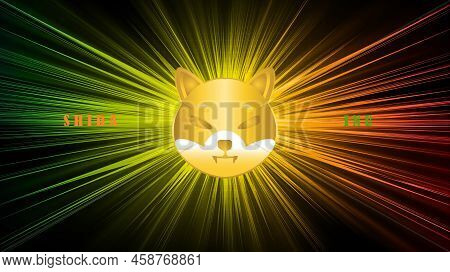 Shiba Virtual Currency Visuals On A Colorful Background. 3d Illustrations.