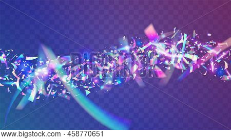 Glitch Effect. Retro Flare. Carnival Glitter. Violet Party Confe