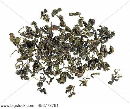Dry Gynostemma Pentaphyllum Leaf Isolated On White Blackground. Jiaogulan Or Miracle Grass. Chinese 