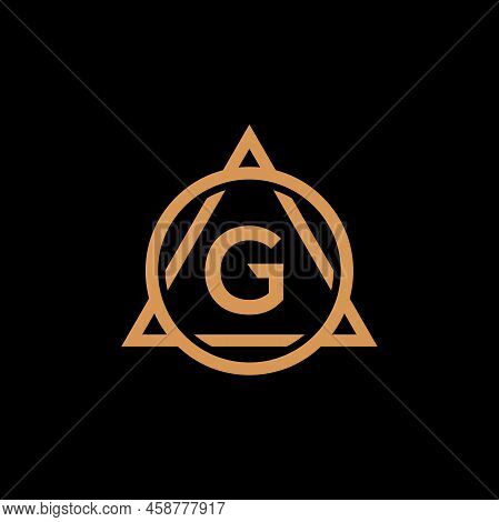 Letter G And Go,  Logo Design Vector Template With Circle And Tringle