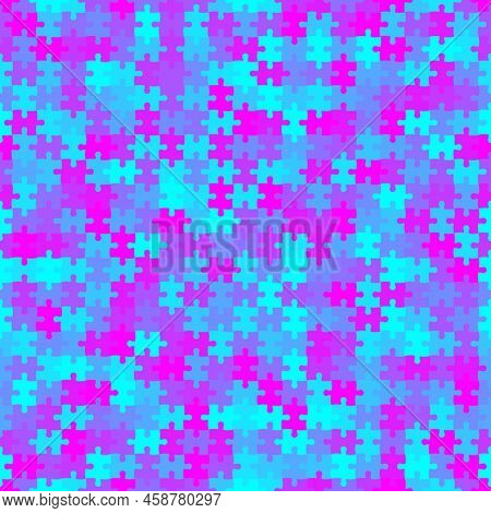 Seamless Colorful Pattern With Puzzles, Jigsaw, Childrens Pattern Background