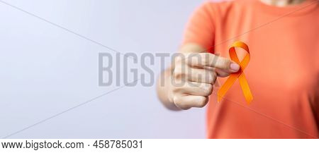 Orange Ribbon For Leukemia, Kidney Cancer Day, World Multiple Sclerosis, Crps, Self Injury Awareness