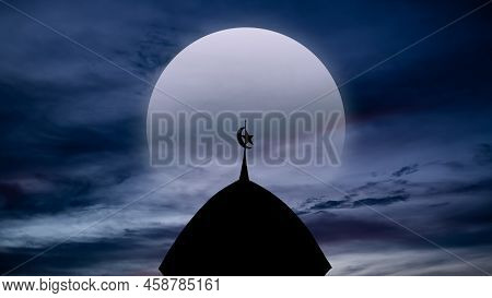 Ramadan, Eid Ai-fitr,new Year Muharram Islamic Religion Symbols With Mosques Dome Silhouette With Mo