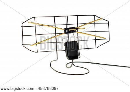 Old Television Antenna Photography Studio On White Background