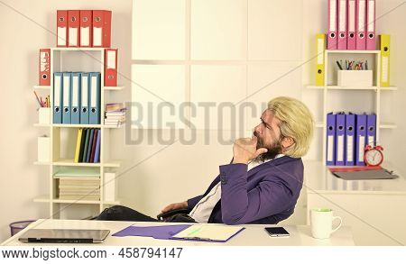 Businessman Hold Office Folder. Business Management Professional. Chief Information Officer. Thinkin