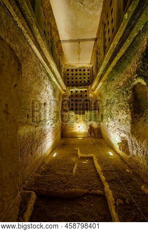 Bet Guvrin, Israel - July 21, 2022: View Of The Market Cave, Ancient Columbarium Used To Breed Doves