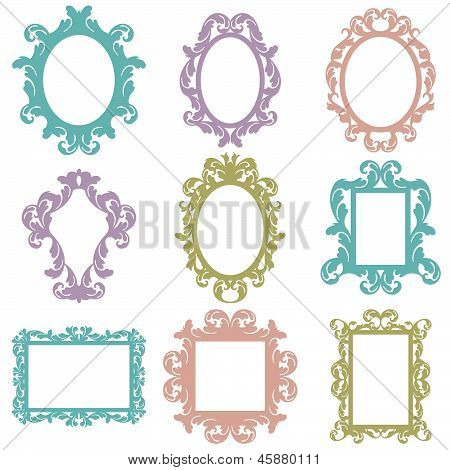 Vector Set di sagome di cornice barocca