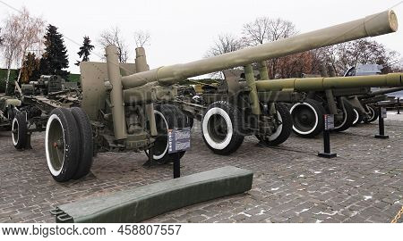 Kiev, Ukraine December 10, 2020: A-19 Corps Cannon, Caliber 122 Mm, At The Museum Of Military Equipm