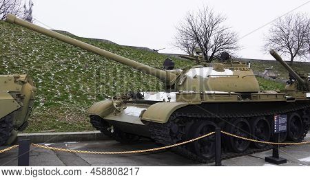 Kiev, Ukraine December 10, 2020: Medium Tank T-54 At The Museum Of Military Equipment For All To See