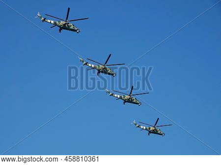 Kyiv, Ukraine August 24, 2021: Mi-24 Helicopter At The Celebration Of 30 Years Of Independence Of Uk