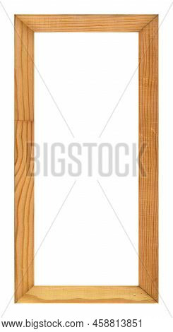 Rectangle Wooden Frame Cut From Pine Wood Texture, Isolated On White Background