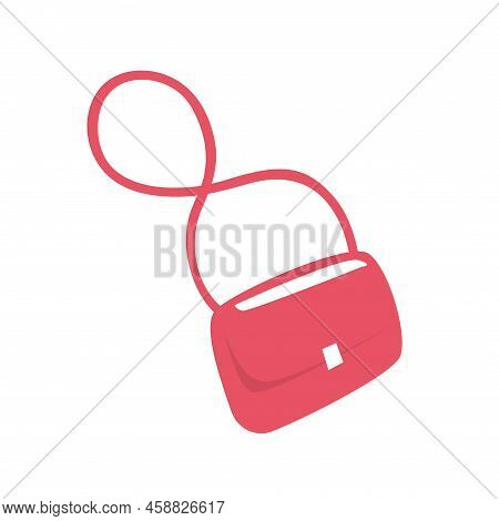 Red Lady Handbag. Leather Women Bag With A Belt. Beautiful Modern Accessory. Elegant Style. Fashion 