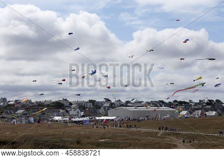 Porspoder, France - July 23 2022: Esti'vent Is The Wind And Kite Festival Organized Each Year In Fro