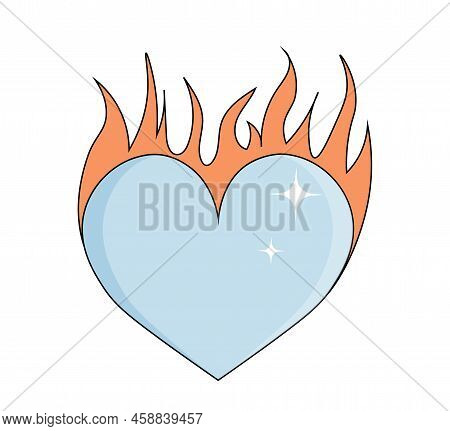 Blue Burning Heart. Social Media Sticker, Graphic Element For Website. Feelings And Emotions, Emoji 