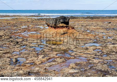 Volcanic Black Rock On Dodds Creak Beach - Flinders, Victoria, Australia