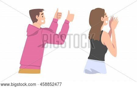 Excited People Fans Or Followers Looking At Someone With Admiration Cartoon Vector Illustration