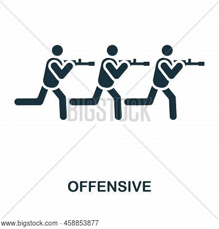 Offensive Icon. Monochrome Simple Line War Icon For Templates, Web Design And Infographics