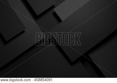 Dark Carbon Grey Abstract Geometric Background With Soar Rectangele Surfaces With Corners, Stripes, 