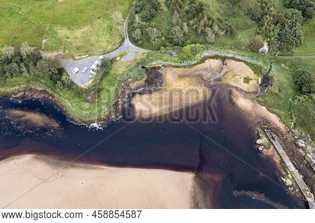 Aerial Of The Mouth Of The Fintragh River At Fintra Beach By Killybegs, County Donegal, Ireland