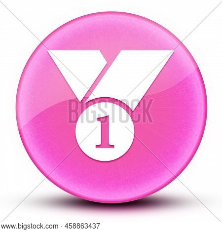 Number 1 Eyeball Glossy Elegant Pink Round Button Abstract Illustration