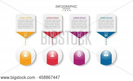 Gradient Infographic Business Template Flat Design With 4 Step