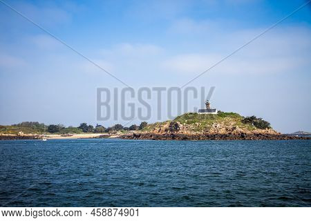Chausey Island Coast And Lighthouse In Brittany, France