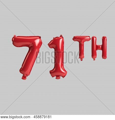 3d Illustration Of 71th Red Balloons Isolated On White Background