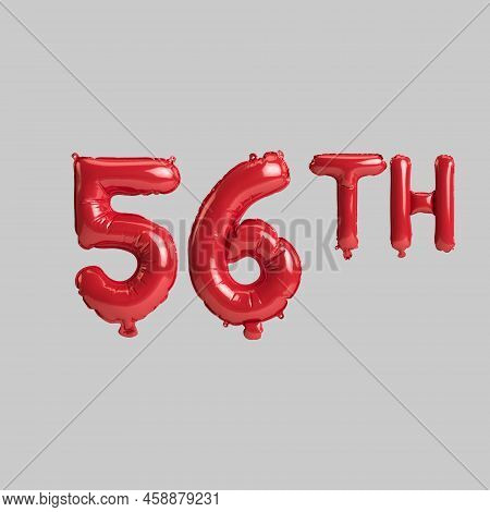 3d Illustration Of 56th Red Balloons Isolated On White Background