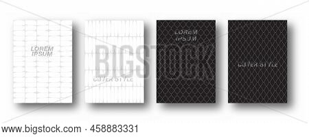 A Set Of Modern Linear Abstract Backgrounds. Monochrome Layout Of Patterns For Laptop, Business Page