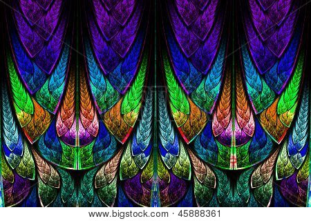 Fractal Pattern In Stained Glass Style. Computer Generated Graphics.