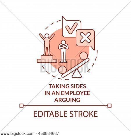 Taking Sides In Employee Arguing Terracotta Concept Icon. Unethical Behavior In Work Abstract Idea T