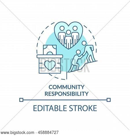 Community Responsibility Turquoise Concept Icon. Type Of Csr Abstract Idea Thin Line Illustration. P