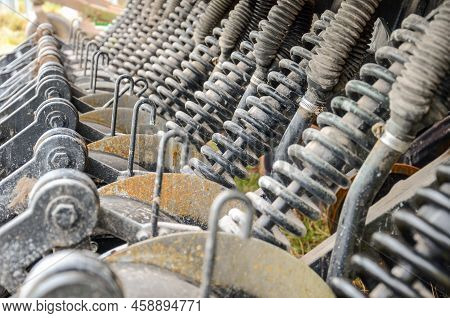 Springs And Pistons Inside Of Agricultural Machinery In San Ramon, Canelones, Uruguay