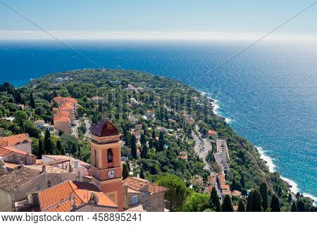 View Of The Sea And The Cote D'azur From The Fortress Of The Ancient Castle In Roquebrune-cap-martin