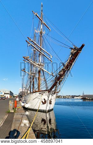 Saint Malo, France - September 3, 2019: This Is The Le Francais Sailing Ship Moored At The Pier In T