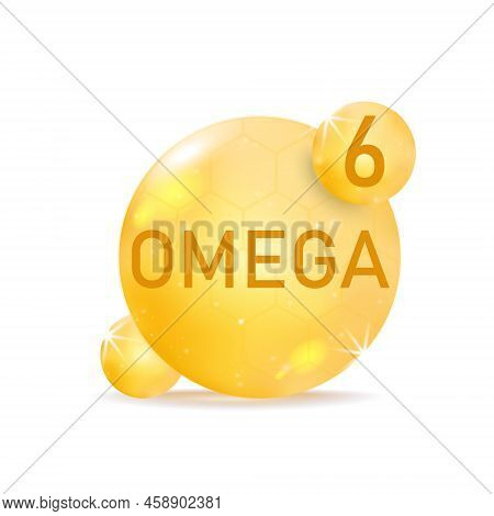 Omega 6 Gold Icon. Vitamin Drop Pill Capsule.