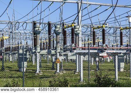 Hofheim, Germany - September 6, 2010: Electrical Power Plant In Beautiful Colorful Meadow