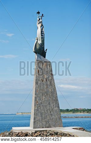 Nesebar, Bulgaria - June 17, 2021: Statue Of Saint Nicholas In The Old Town. The Ancient City Of Nes