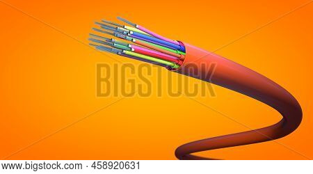 Optical Light Guide Cable For Fiber-optic Communication - 3D Illustration